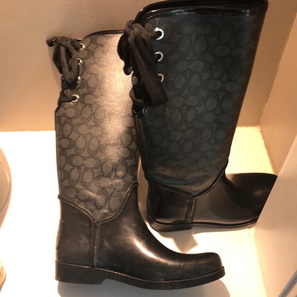 Authentic Black Coach Classic Rain Boots